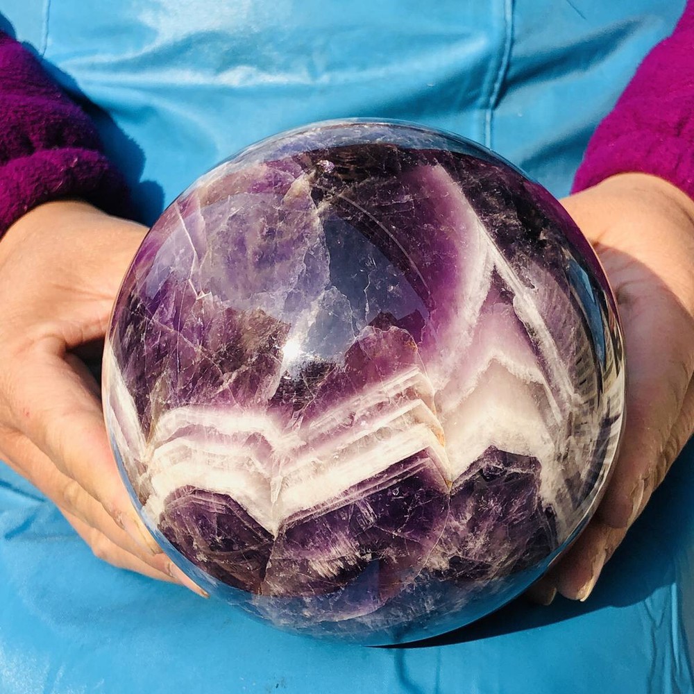 2250G Natural Beautiful Dream Amethyst Quartz Crystal Sphere Ball Healing 317