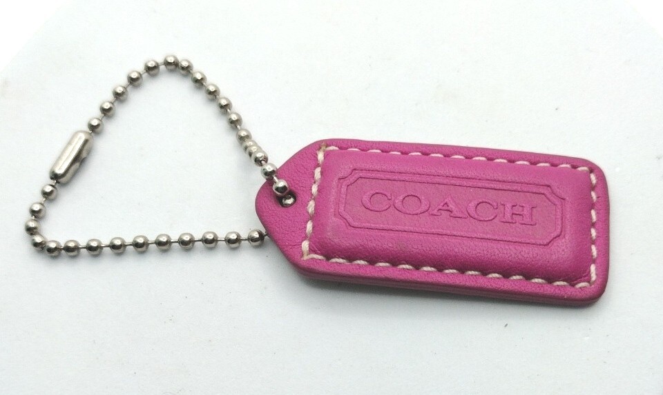Coach Pink Leather Mini Purse Charm with Logo Keychain Key Fob Lozenge Lot