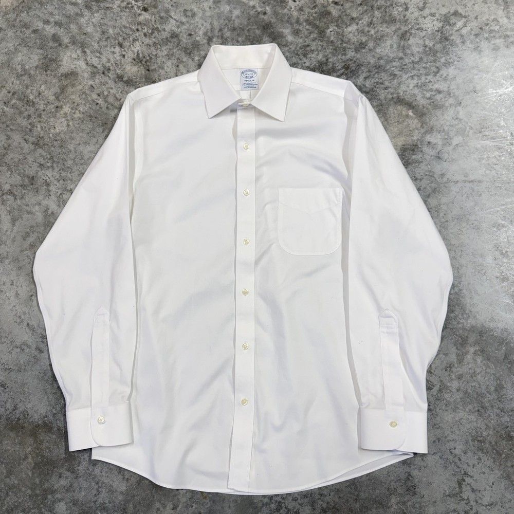 Brooks Brothers Shirt Mens 14.5 32/33 White Non Iron Stretch Dress Regular