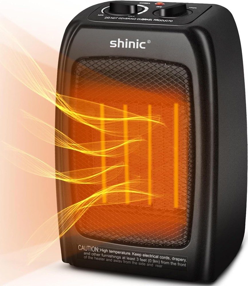 shinic Space Heater for Indoor Use, 1500W/900W Ceramic Space Heater, 1s Fast Hea