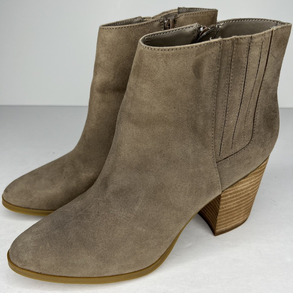 Steve Madden Jillian Taupe Suede Ankle Boots Women's Size 10 Block Heel