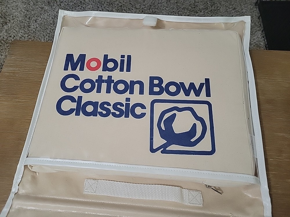 Vintage Mobil Cotton Bowl Classic Stadium Seat Cushion by Mobil Oil  