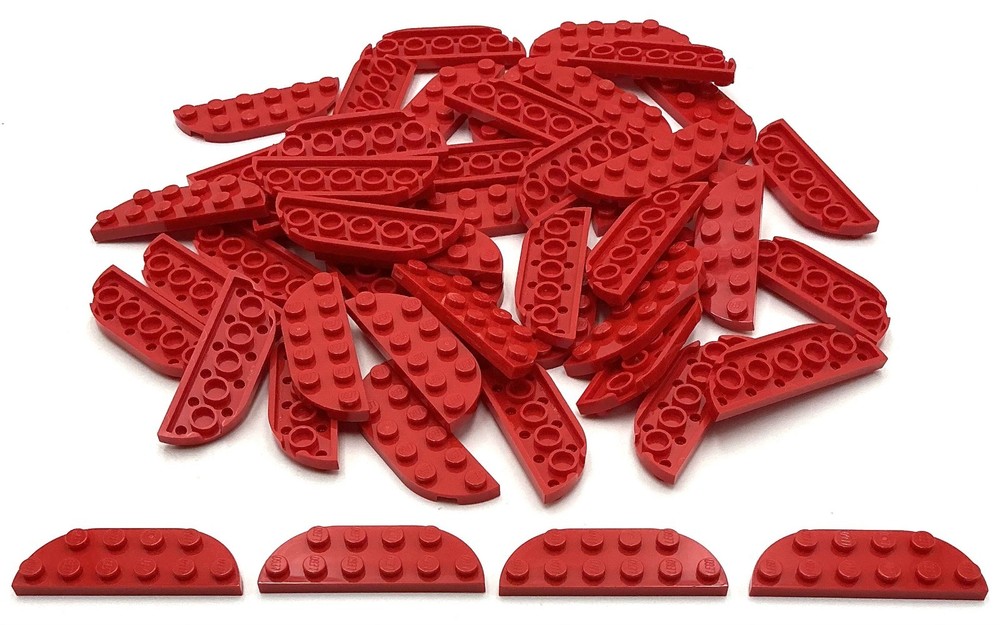 Lego 50 New Red Plates Round Corners 2 x 6 Double Parts