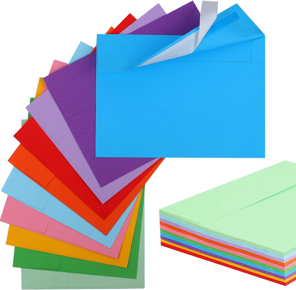 50 Pack Colored Envelopes, 5X7 Card Envelopes Self-Seal A7 Envelopes for Invitat
