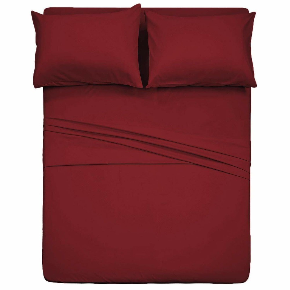 6 Piece Hotel Luxury Soft 100% Cotton bed sheets set 24deep 600TC Queen Burgundy