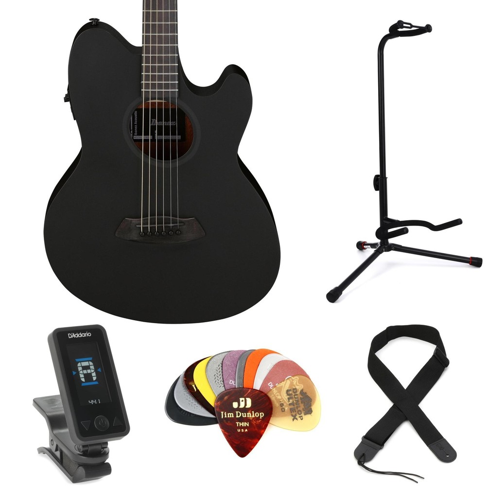 Ibanez Talman TCY621 Acoustic-electric Guitar Essentials Bundle - Blackout