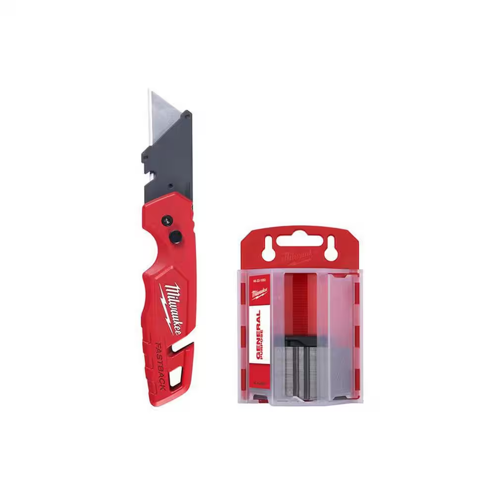 Fastback Folding Utility Knife with Blade Storage & 50-Pack Blades