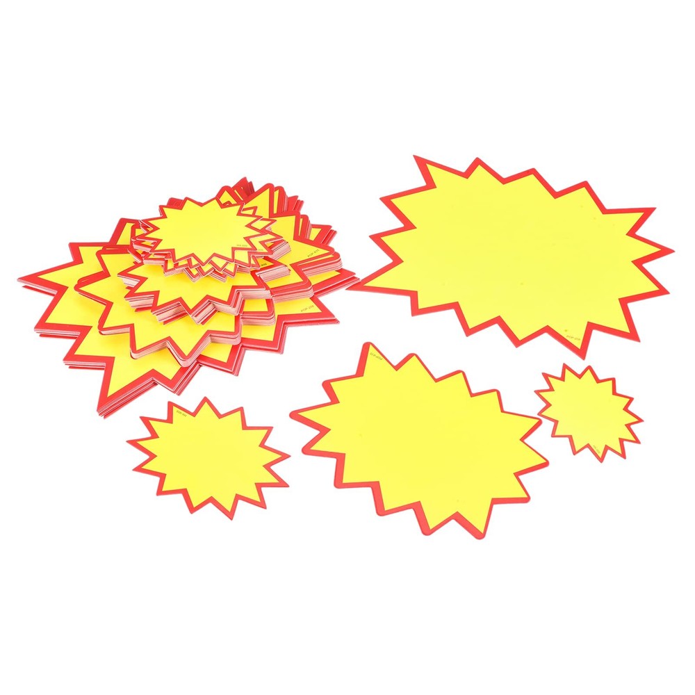 Blank Star Burst Signs Price Tags Paper Pricing Labels Yellow for Retail Sale...