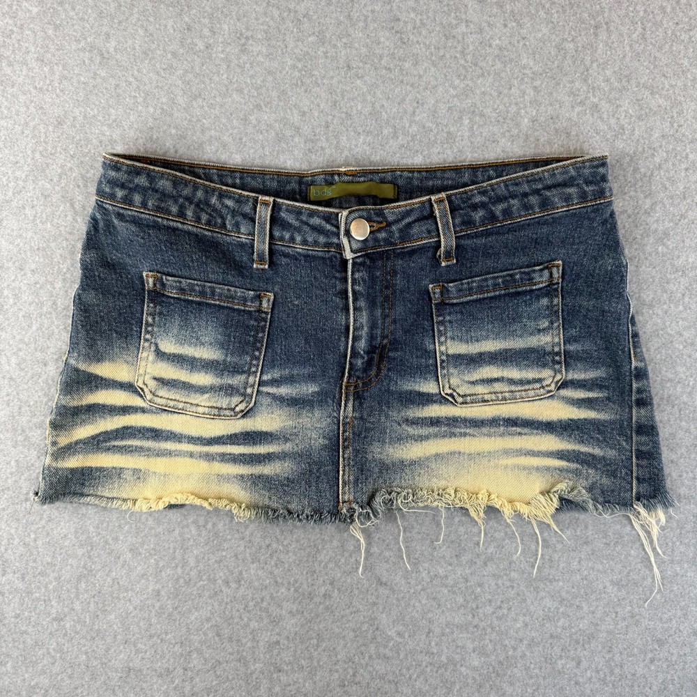 Y2K Vintage BDG Ultra Mini Skirt Acid Washed Raw Hem Cyber Grunge Streetwear 5/6