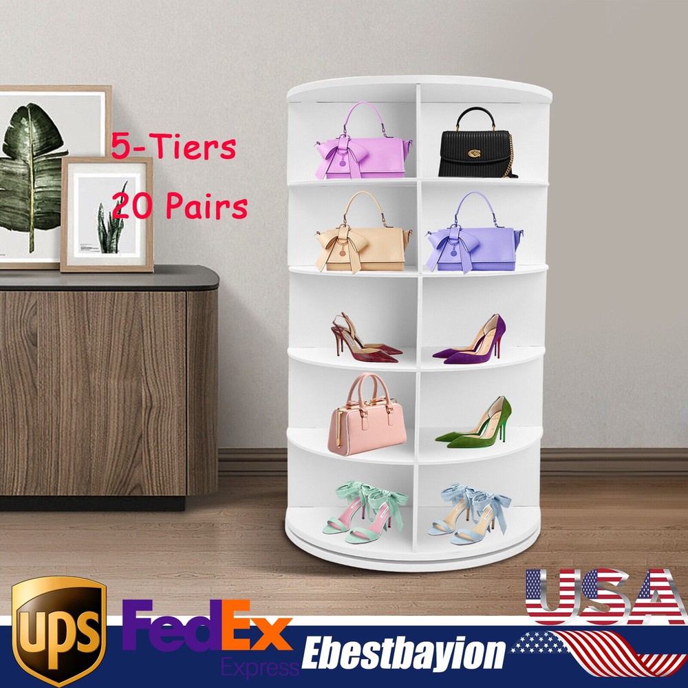 5-Tier Rotating Freestanding Shoe Rack Organizer
