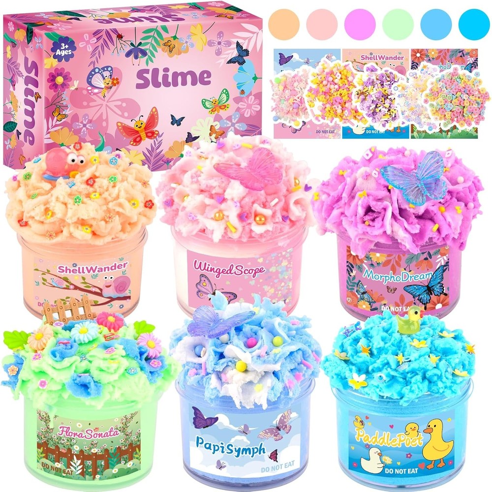 6 Pack Cloud Pink Slime Kids, Slime kit for Girls Ages 8-12, Toys for Girls and