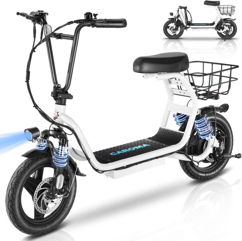 Caroma Peak 819W Electric Scooter with Seat Foldable Electric Bike for Commuting