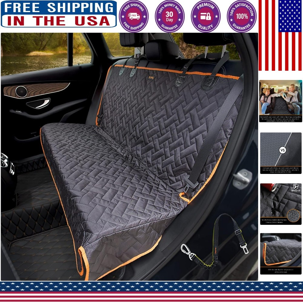 Black Oxford Cloth Dog Bench Seat Cover - Universal Fit, Waterproof Protection