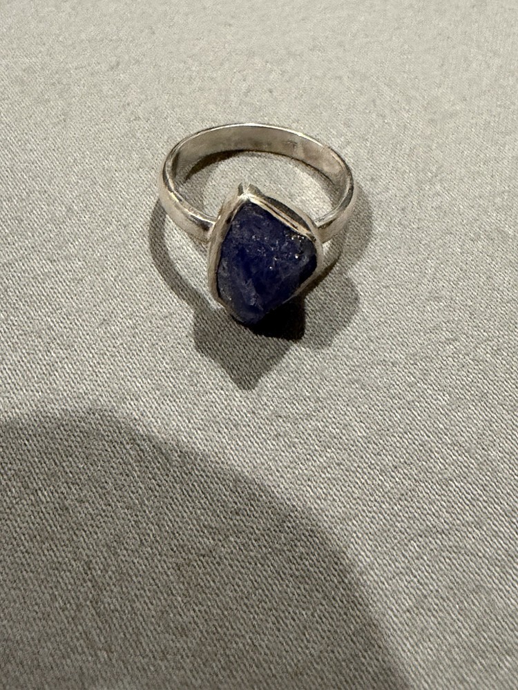 925 Sterling Silver Ring With Natural Rough Tanzanite Size 9