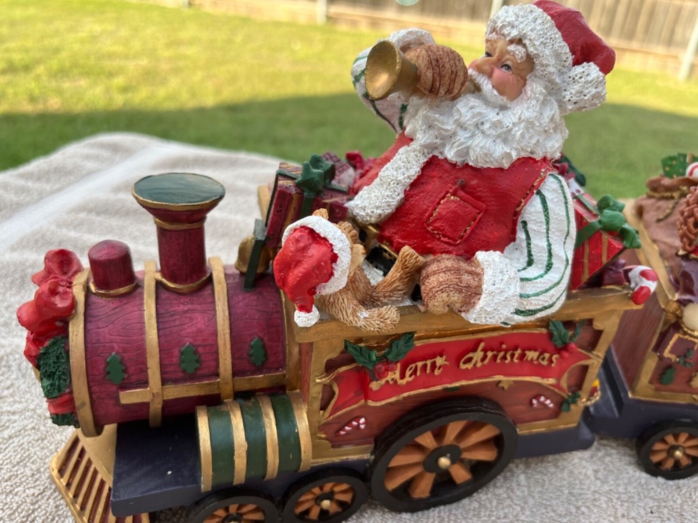 Santa Driving Holiday Toy Train with Blowing Horn Christmas Decor  