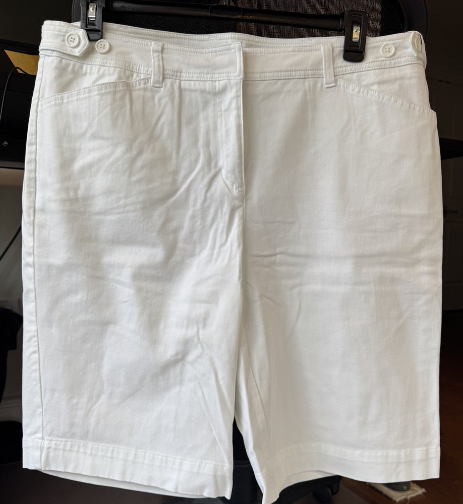 Jones New York Sport Bermuda White Women's Cotton Blend Stretch Shorts Size 16