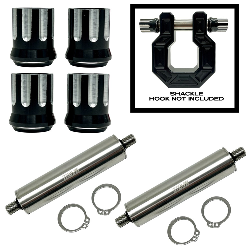 2 True Spike Bumper Recovery Shackle Tow Hook D-Ring with 3/4 Machined Pins in Black & Silver