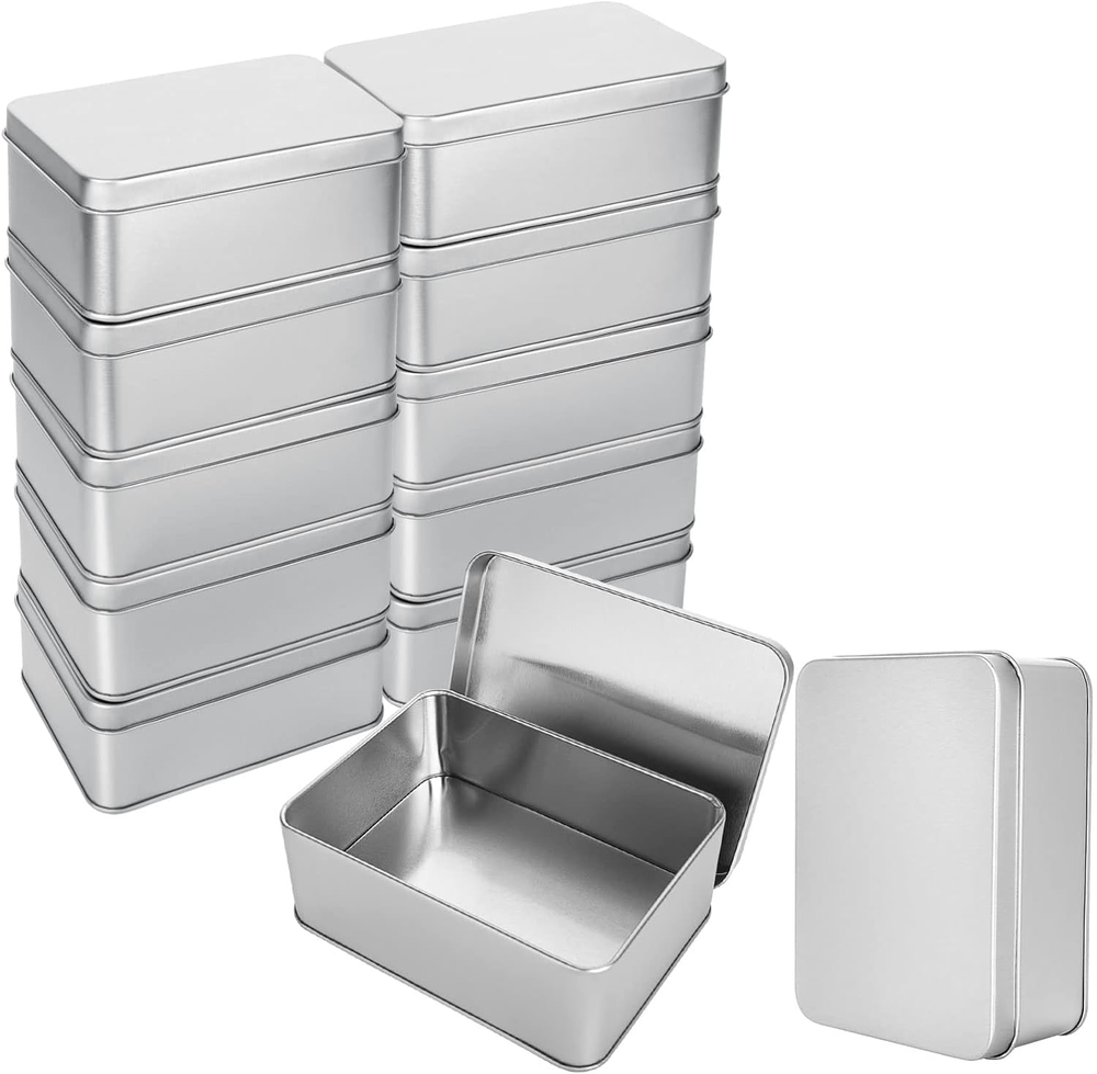 RHBLME 12 Pack Tin Box, 4.9 X 3.6 X 1.8 Inches Metal Box Cookie Tins with Lids,