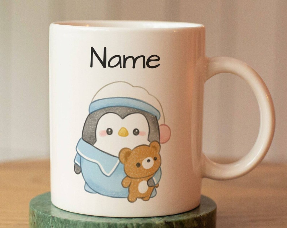 Custom Penguin Mug with Name - Kids' Personalized Cup Gift
