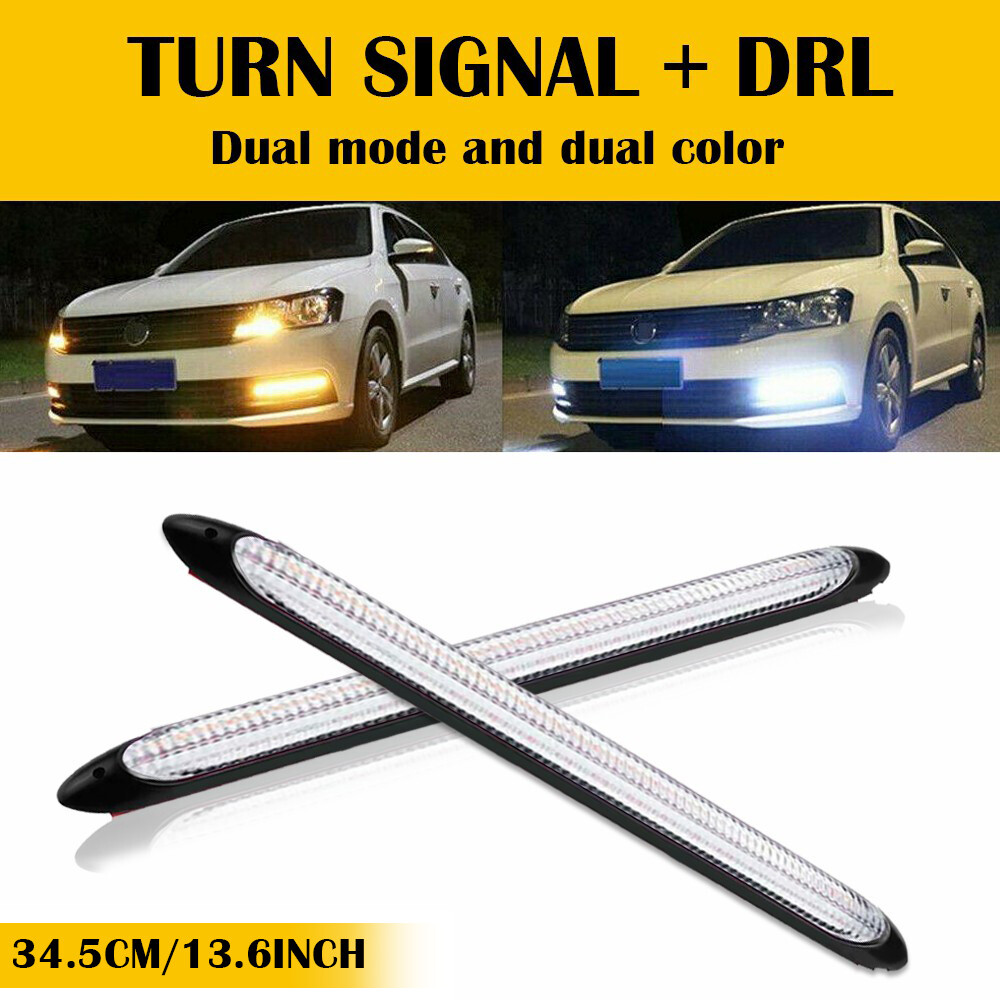 34.5cm DRL LED Headlight Strip Light Daytime Running Sequential Turn Signal Lamp