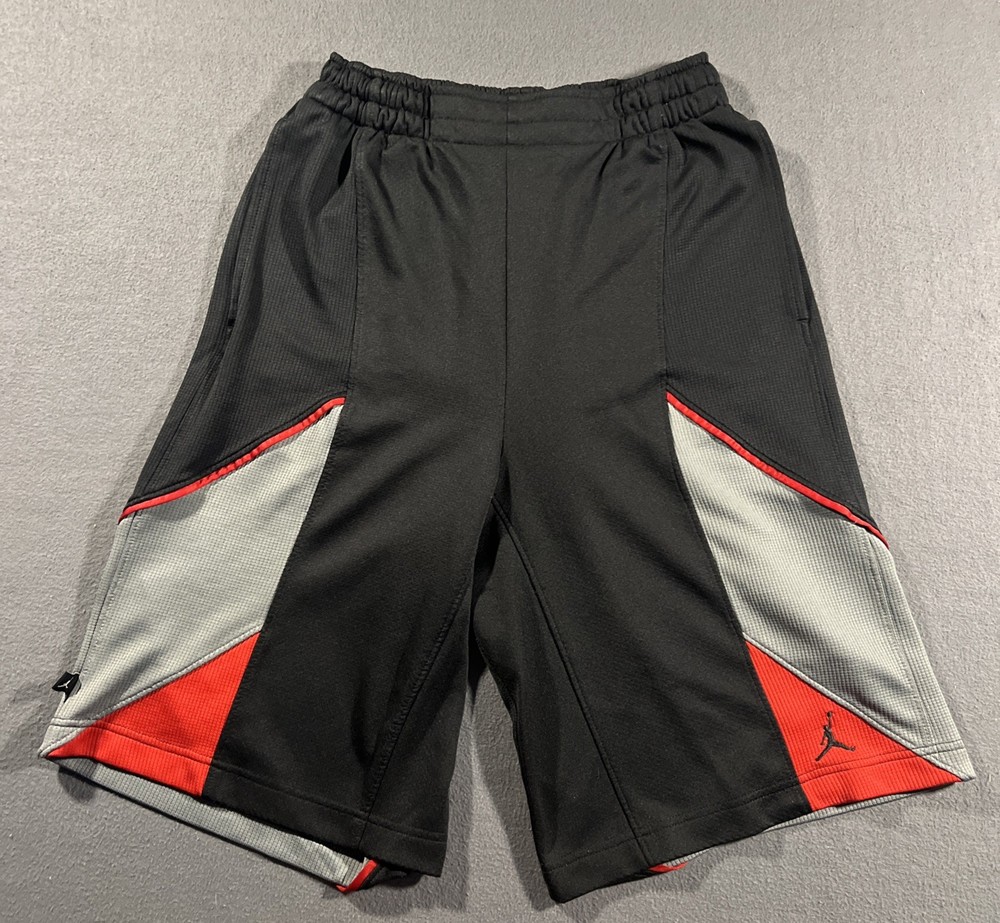 Jordan Jumpman Flight Basketball Shorts Mens Small Black Gray Red Dunk Air *READ