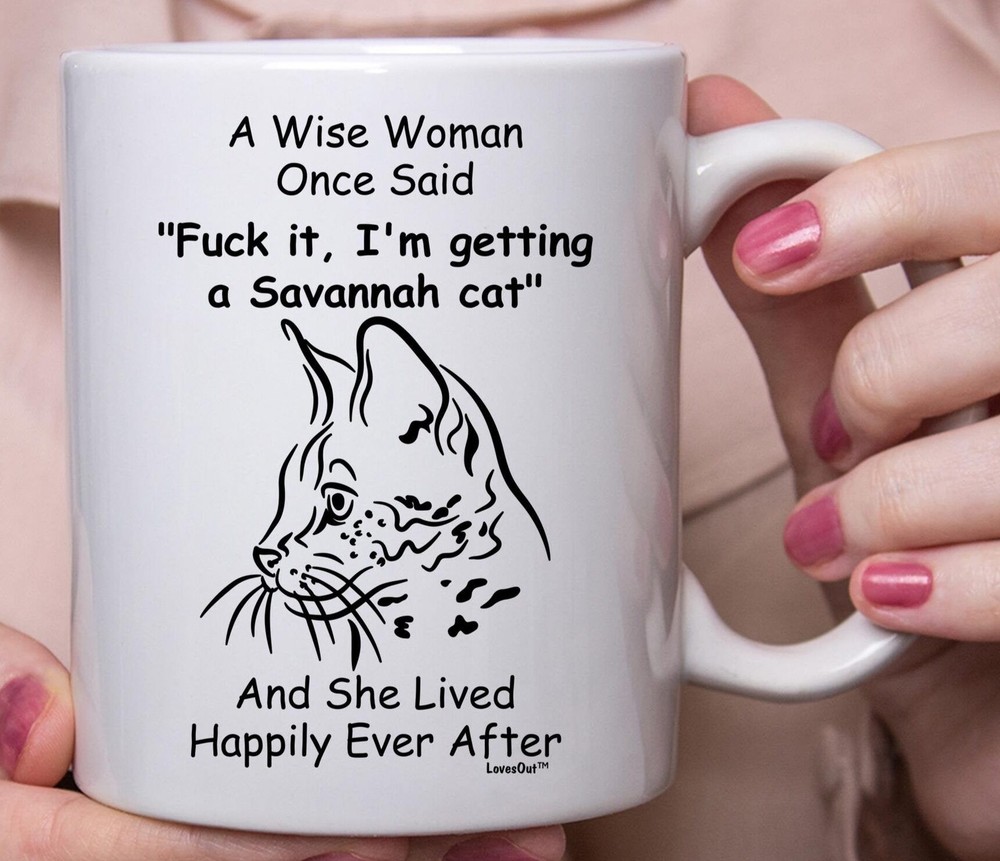 Funny Savannah Cat Gift For Women White Coffee Mug