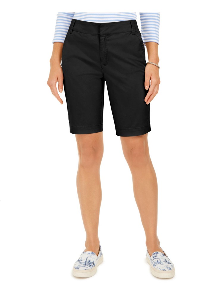 CHARTER CLUB Womens Black Stretch Hook And Bar Closure Bermuda Shorts 14