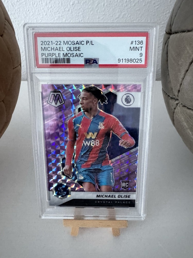 2021-22 Panini Premier League - Michael Olise #136 Purple Mosaic Prizm /49 (RC)