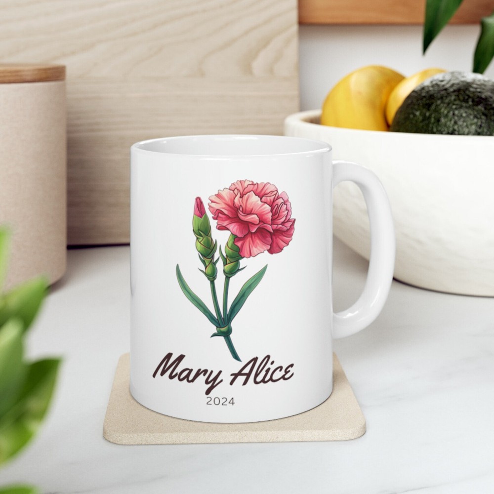 January Birth Flower Mug Personalized Coffee Mug Custom Mug Mother's Day Gift Pe