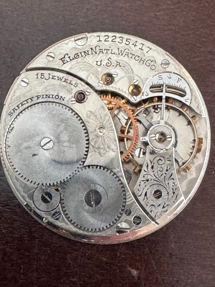 VINTAGE 12 SIZE ELGIN POCKET WATCH MOVEMENT GR. 315 KEEPING TIME 15 JEWEL