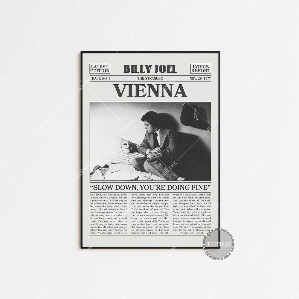 Billy Joel Vienna Lyrics Retro Newspaper Print Poster Unframed