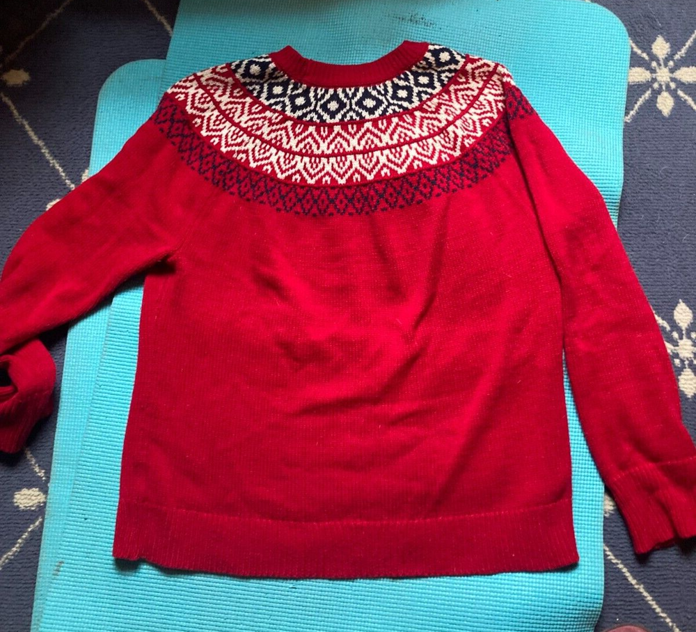 Chaps Knit Fair Isle Norwegian Ski Sweater Fair Isle Womens large Red Winter
