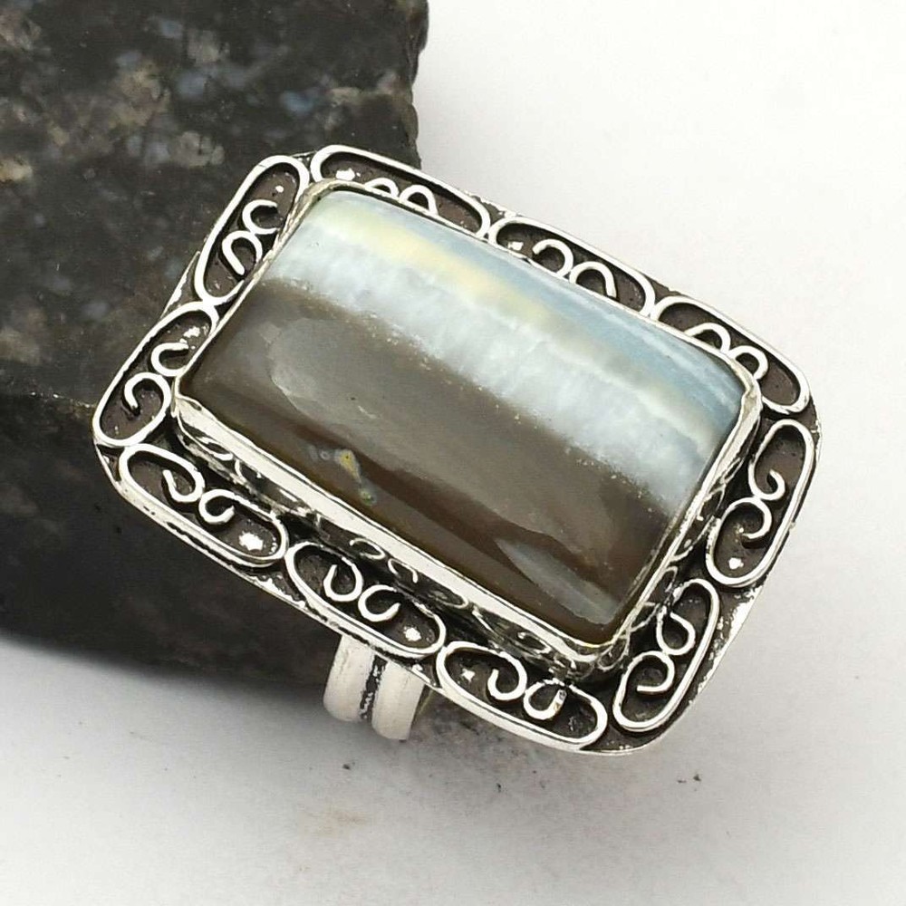 Owyhee Opal Handmade Gemstone Ring Jewelry for Anniversary US Size 8.25 AR 40758