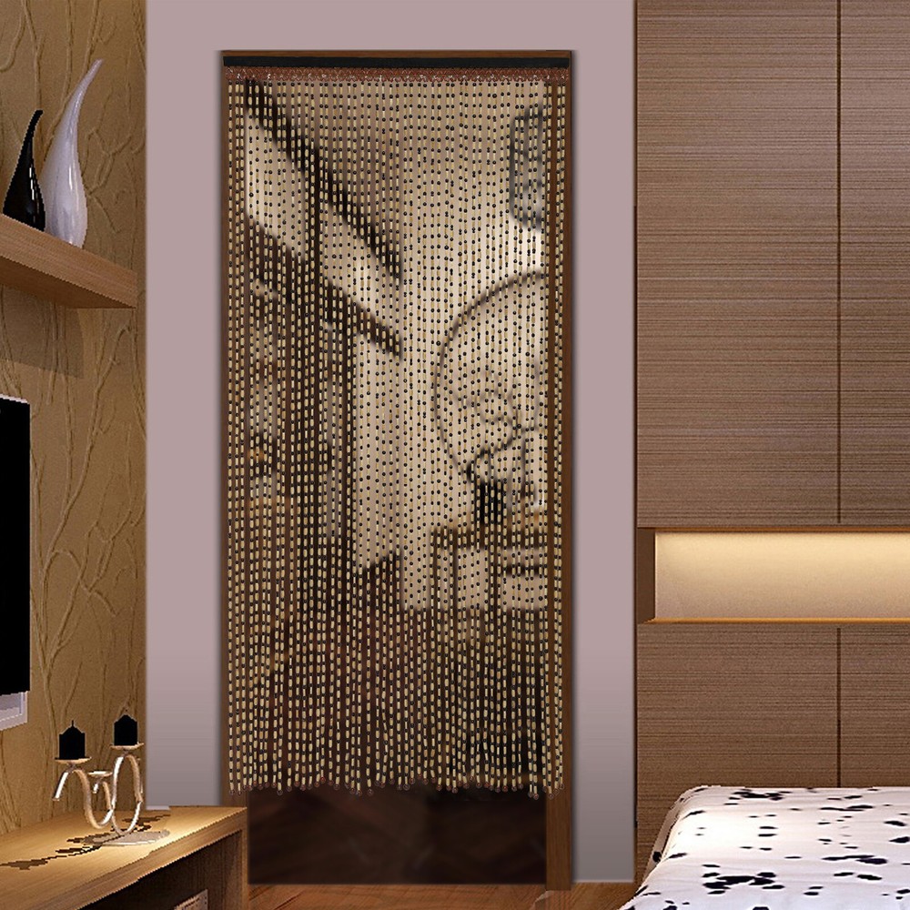 Boho Natural Wood and Bamboo Beaded Curtain for Doorway Room Divider 74.8 inch
