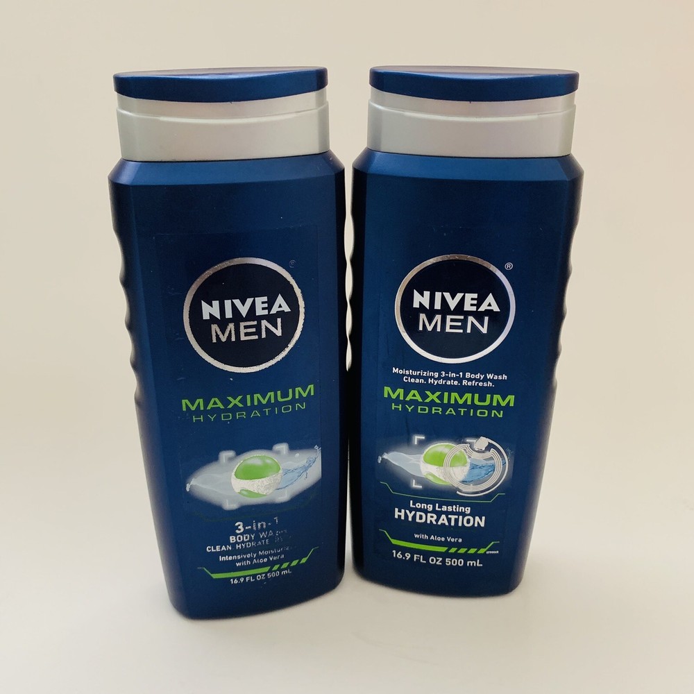 2 Nivea Men Maximum Hydration 3 In 1 Body Wash 16.9 Fl oz Each