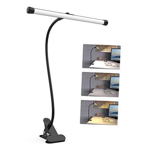 Adjustable LED Desk Lamp with Clamp - 10-Level Dimming Gooseneck Light