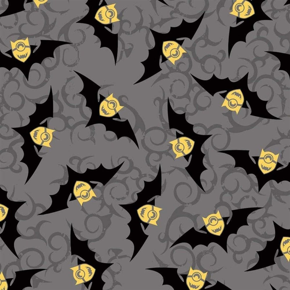 Despicable Me Halloween Minion Bat Gray 100% Cotton Fabric by The Yard