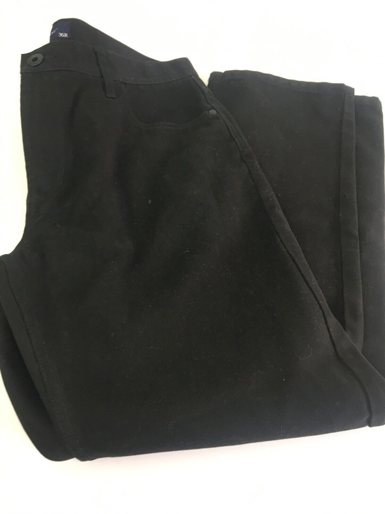 NEXT Mens Black Straight Fit Cotton Ribbed Trousers 36W 30L Regular