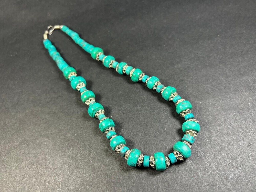 N45 Ethnic Fashion Turquoise Color Resin Gypsy Tribal Necklace Women Jewelry