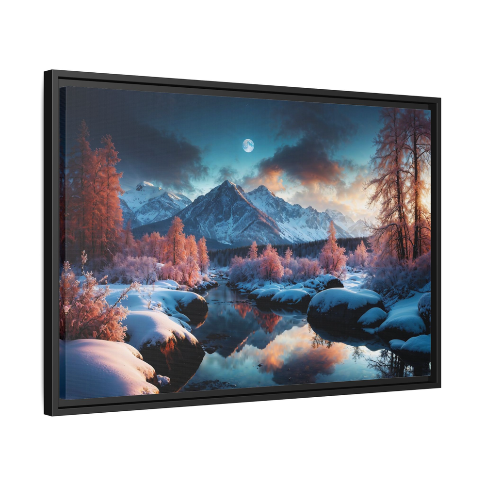 Surreal Winter Canvas Art in Wood Frame for Home or Office Decor
