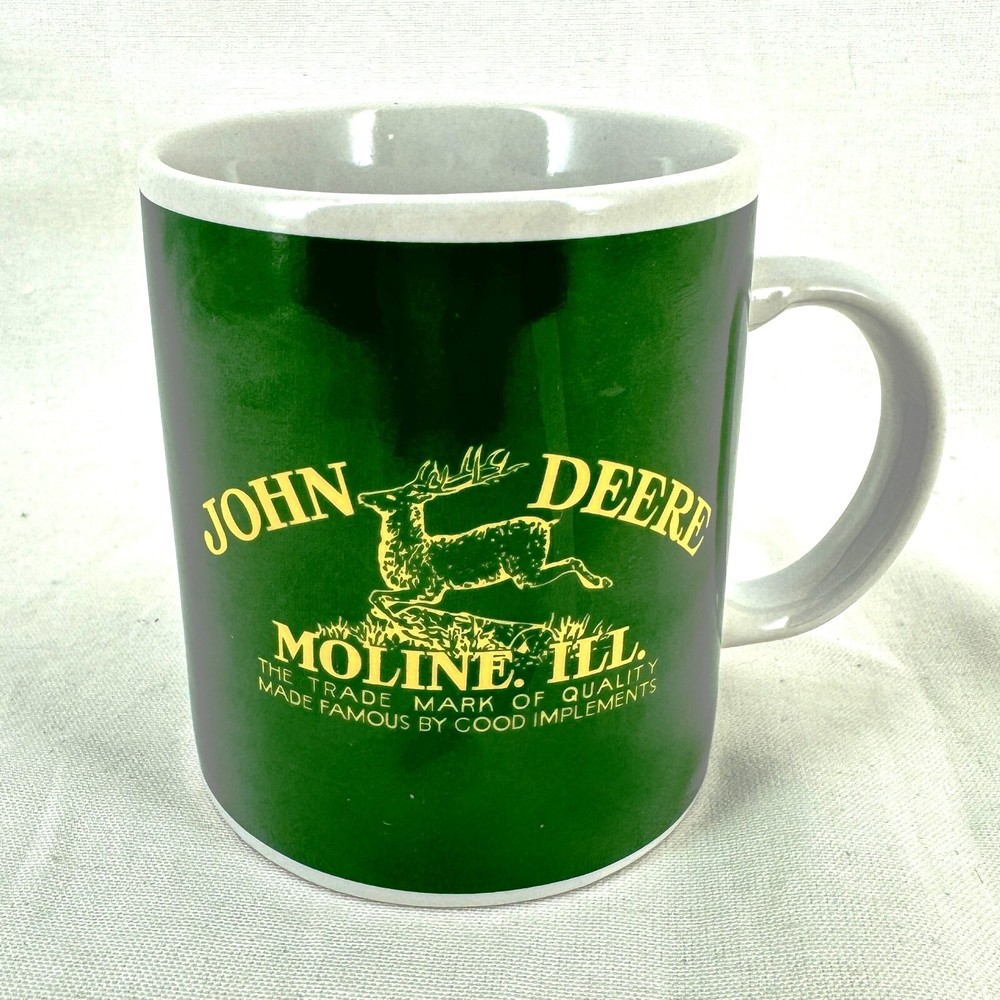 John Deere Mug Cup White Green & Yellow Moline IL 12 oz