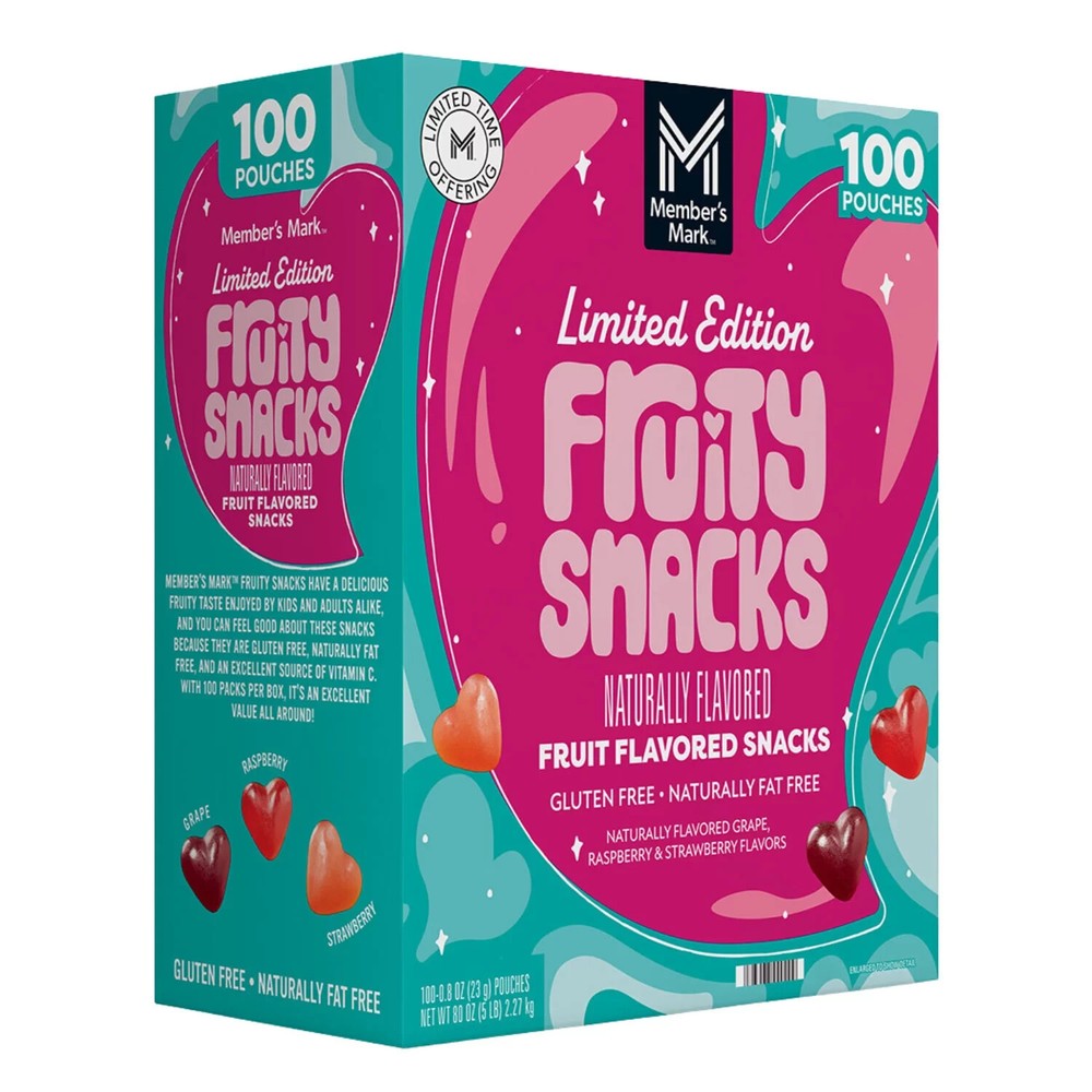 Member's Mark Valentine's Day Fruity Snacks 0.8 oz., 100 pk.-image