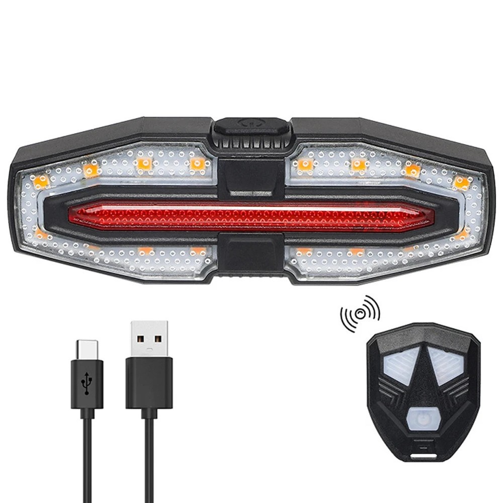 Rechargeable Bicycle Rear Light Turn Signal Wireless Remote Warning LED