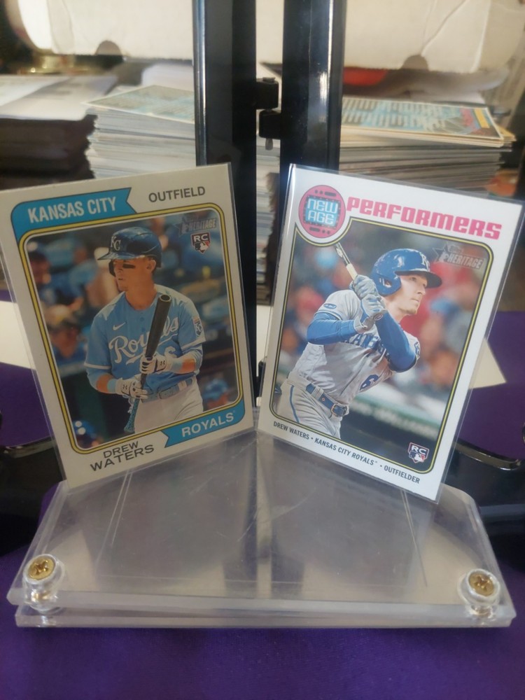 2023 Topps Heritage Drew Watersalgiers Rookie Card NA-18 and Base #96