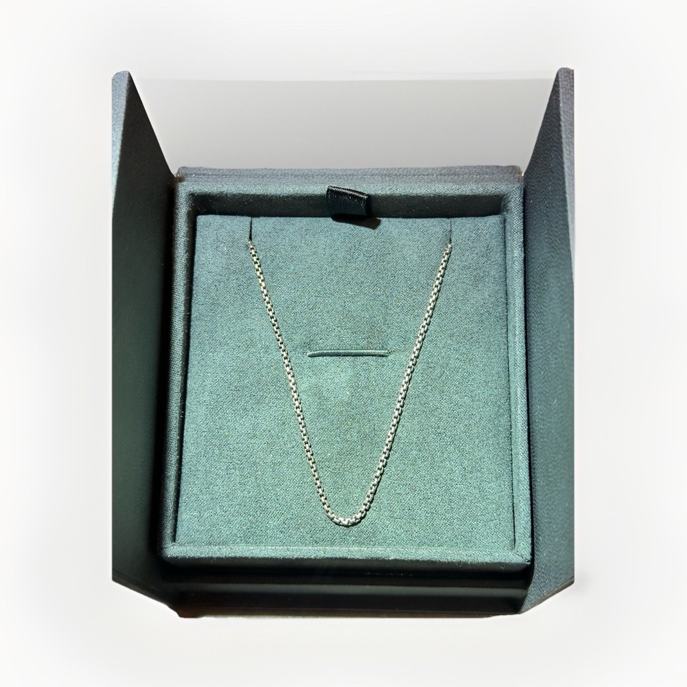 David Yurman Sterling Silver Box Chain Necklace 22 Inch Lobster Closure