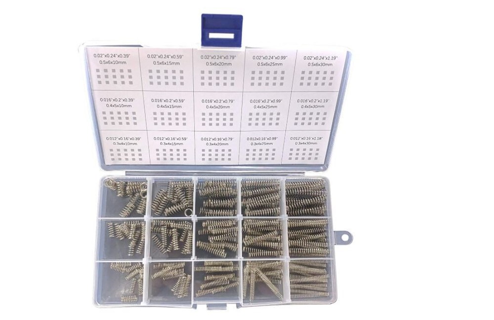 225Pcs Small Compression Spring Assortment Kit - 15 Sizes Various Wire Diameters