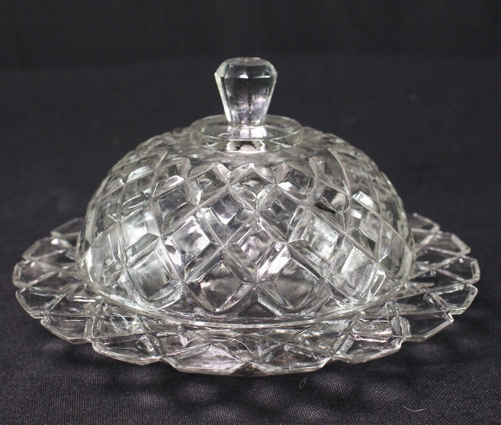 Vintage 1950s Prescut Anchor Hocking Glass Domed Butter Cheese Dish