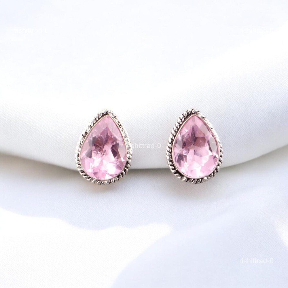 Christmas Deal Morganite Gemstone 925 Silver Pink Fathers Gift Cufflinks Jewelry