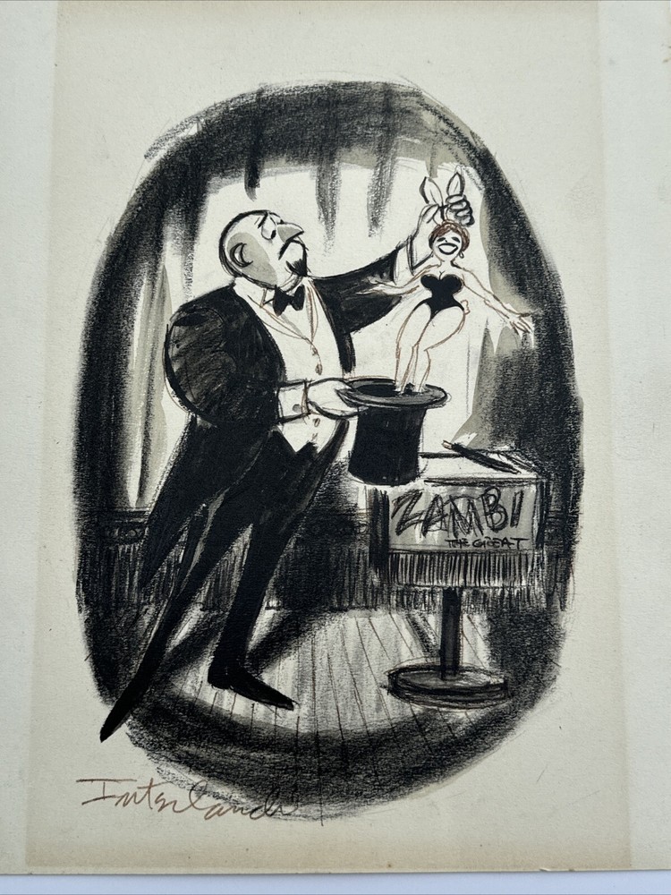 PHIL INTERLANDI PLAYBOY MAGICIAN ZAMBI ART PAINTING ILLUSTRATION