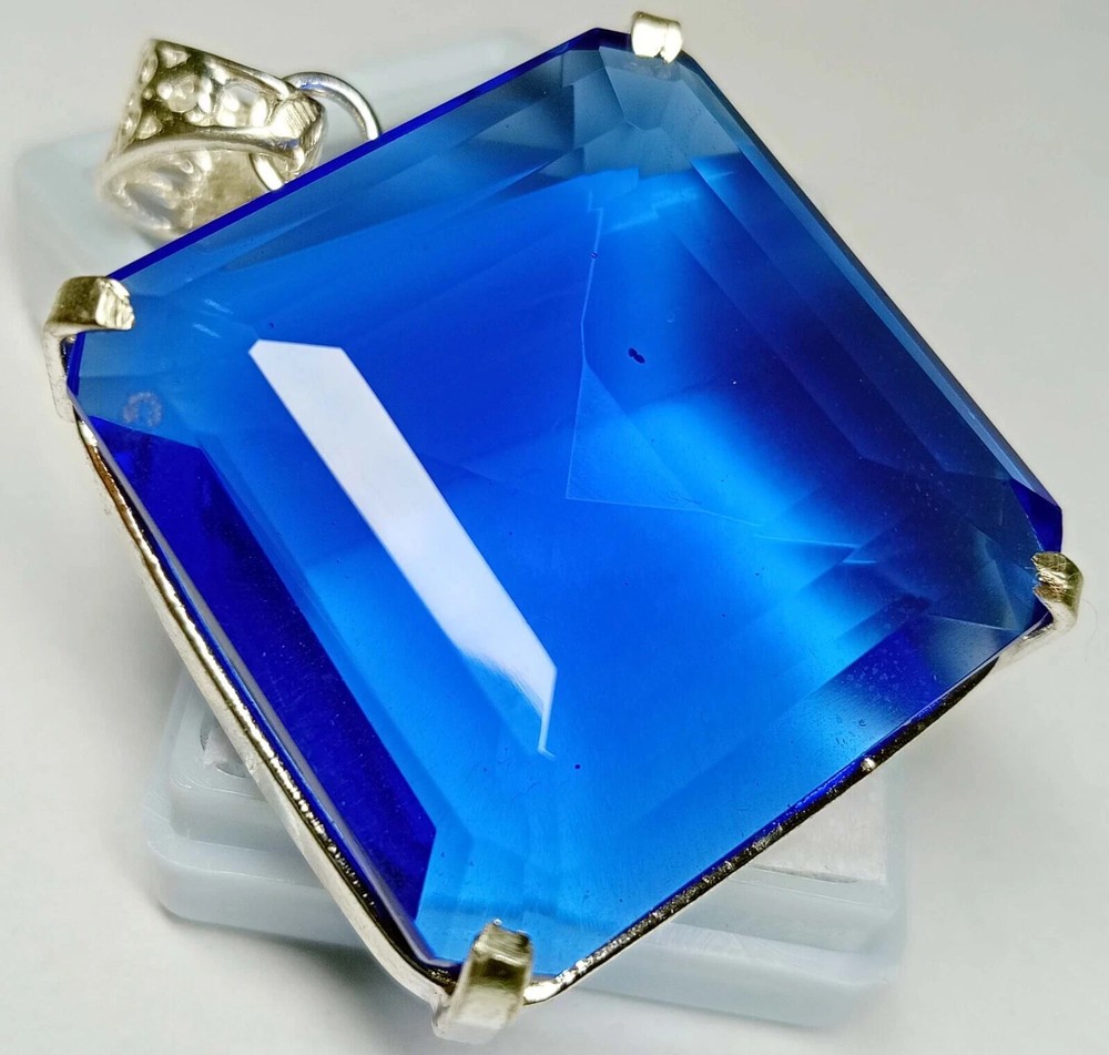 Natural Square Cut 92-93 Ct Certified Blue Topaz Pendant Locket Gemstone PD013